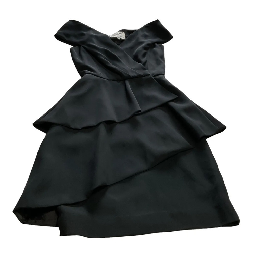 Arnold Scaasi Little-Black-Dress - Off-Shoulder 1980’s Vintage Black Size 2 - Picture 2 of 14